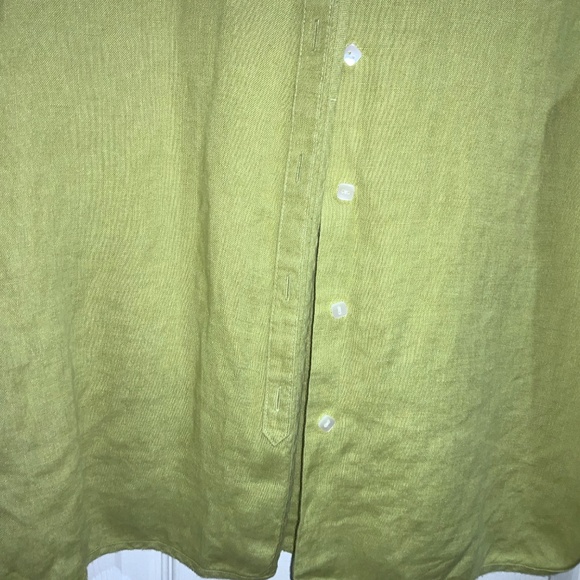 Talbots Petites Green Irish Linen 3/4 Sleeve Button Up Top Size 8P Blouse - Picture 2 of 5